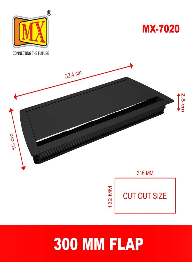 MX Table Wire Hole Cover, Cable Hole Cover, Computer Table Hole Cap, Cable Hole Cover for Desk, Wire Hole Cover, Metal Rectangle Wire Cable managment (300X127X30 MM, Black) - Image 5